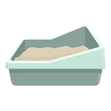 Green open litter box full of sand for cat hygiene Stock Illustration