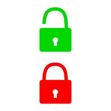 Green open lock and red closed lock Stock Illustration