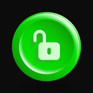 Green Open Locker Icon. Security Unlocked Isolated Design Element Stock Illustration