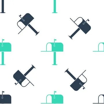 Green Open mail box icon isolated seamless pattern on white background. Mailbox Stock Illustration