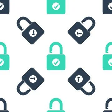 Green Open padlock icon isolated seamless pattern on white background. Opened Illustrazione stock