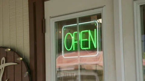 Green Open sign Stock Footage 345281273