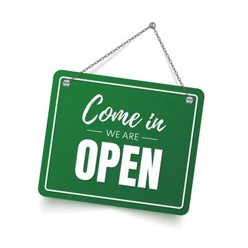 Green Open signboard. Stock Illustration