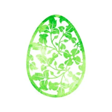 Green openwork easter egg on a white background. Stock Illustration