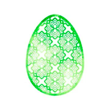 Green openwork easter egg on a white background. Stock Illustration