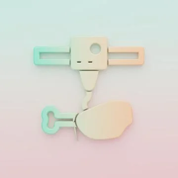 Green-orange 3D printer chicken leg icon isolated on color background. 3d p.. Stock Photos