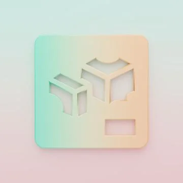 Green-orange 3D printer icon isolated on color background. 3d printing. Min.. Stock Illustration