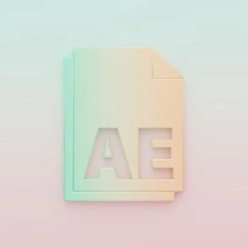 Green-orange AE file document icon isolated on color background. Minimalism.. Stock Illustration