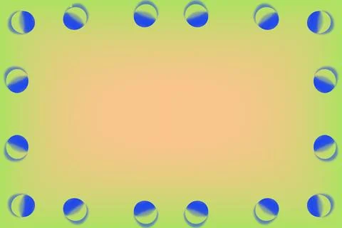Green orange backdrop in frame with blue blobs drops Stock Illustration
