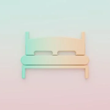 Green-orange Big bed for two or one person icon isolated on color backgroun.. Stock Illustration