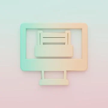 Green-orange Boxing ring show at television screen monitor icon isolated on.. Stock Illustration