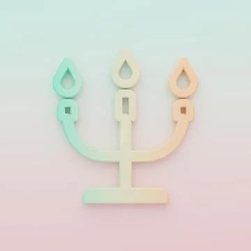 Green-orange Candlestick icon isolated on color background. Happy Valentine.. Stock Illustration