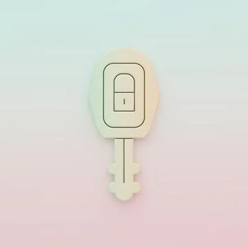 Green-orange Car key with remote icon isolated on color background. Car key.. Illustrazione stock