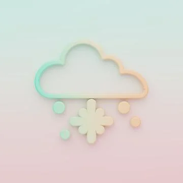Green-orange Cloud with snow icon isolated on color background. Cloud with .. Stock Illustration
