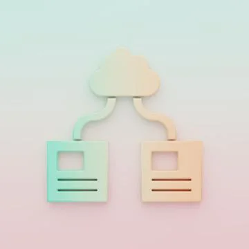 Green-orange Cloud technology data transfer and storage icon isolated on co.. イラスト素材