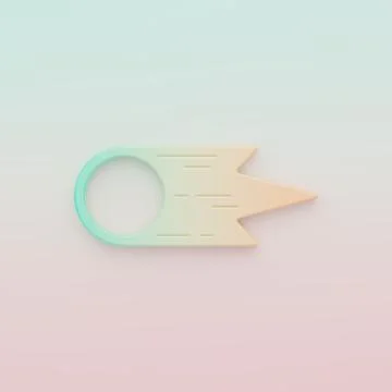 Green-orange Comet falling down fast icon isolated on color background. Min.. Stock Illustration