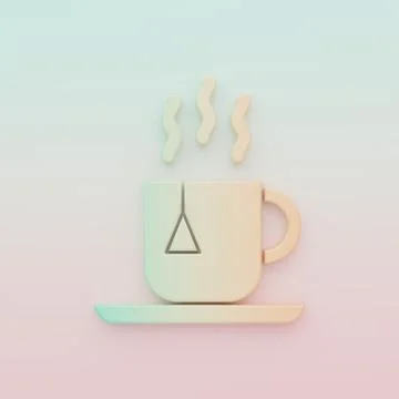 Green-orange Cup of tea with tea bag icon isolated on color background. Min.. Illustrazione stock