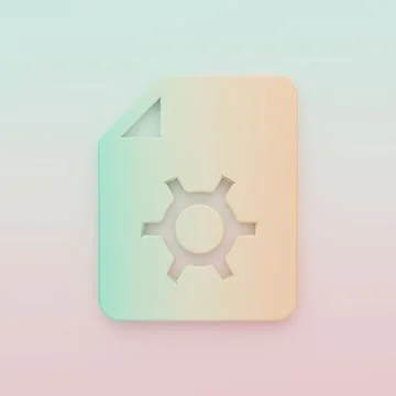 Green-orange Document settings with gears icon isolated on color background.. Stock Illustration