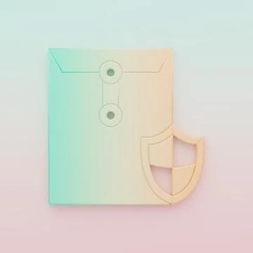 Green-orange Envelope with shield icon isolated on color background. Insura.. Stock Illustration