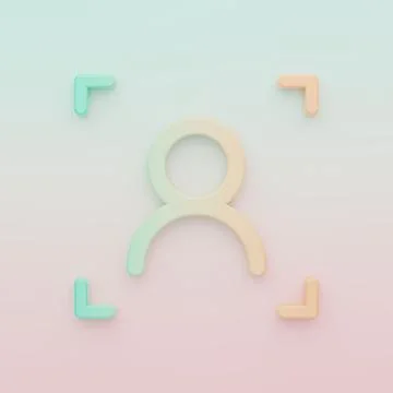 Green-orange Face recognition icon isolated on color background. Face ident.. Stock Illustration
