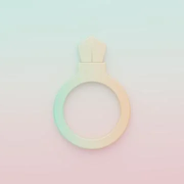 Green-orange Fantasy magic stone ring with gem icon isolated on color backg.. Stock Illustration