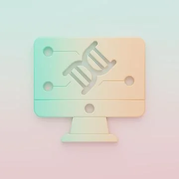 Green-orange Genetic engineering modification on monitor icon isolated on c.. イラスト素材