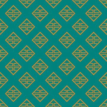 Green orange geometric fabric pattern Stock Illustration