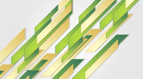 Green orange geometric glossy elements abstract tech background Illustrazione stock