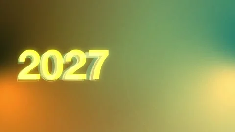 Green orange gradient with glowing 2027 New Year numbers, Seamless Loop Stock Footage 341857889