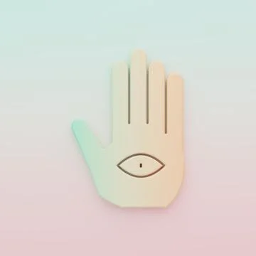 Green-orange Hamsa hand icon isolated on color background. Hand of Fatima -.. Stock Illustration