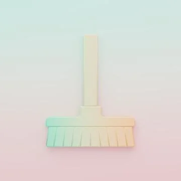 Green-orange Handle broom icon isolated on color background. Cleaning servi.. Stock Illustration