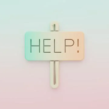 Green-orange Help icon isolated on color background. Minimalism concept. 3D.. Stock Illustration