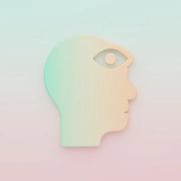 Green-orange Man with third eye icon isolated on color background. The conc.. Stock Illustration