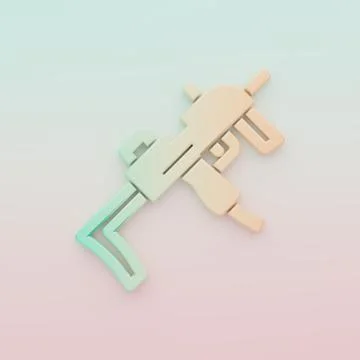 Green-orange MP9 submachine gun icon isolated on color background. Automati.. Stock Illustration