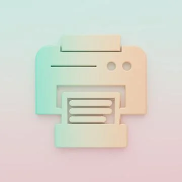 Green-orange Printer icon isolated on color background. Minimalism concept... 스톡 일러스트