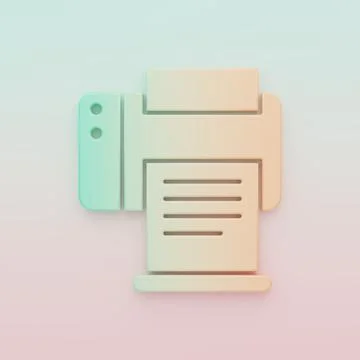 Green-orange Printer icon isolated on color background. Minimalism concept... Ilustração Stock