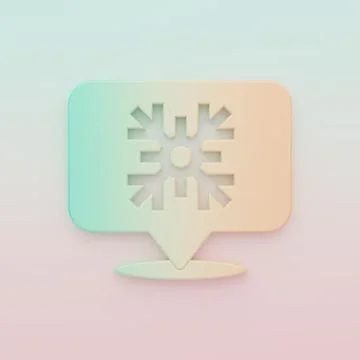 Green-orange Snowflake with speech bubble icon isolated on color background.. Stock Illustration