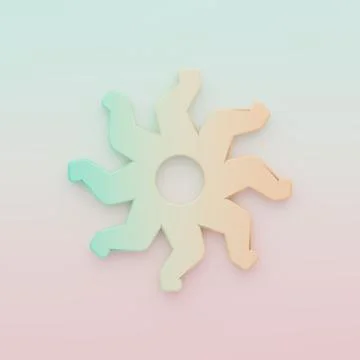 Green-orange Sun icon isolated on color background. Minimalism concept. 3D .. Stock Illustration