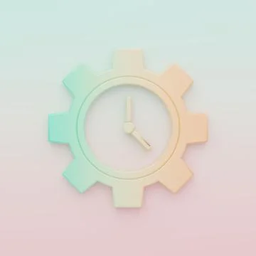 Green-orange Time Management icon isolated on color background. Clock and g.. Illustrazione stock