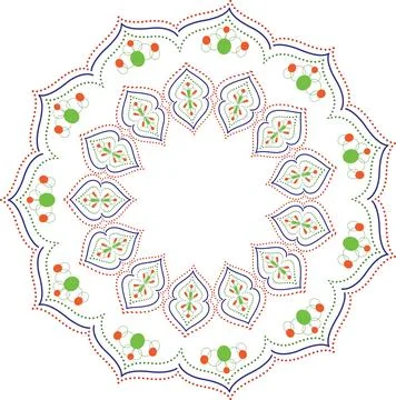 Green orange vector mandala, round ornament pattern, geometric circle eleme.. Stock Illustration