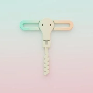 Green-orange Wine corkscrew icon isolated on color background. Minimalism c.. Stock Illustration