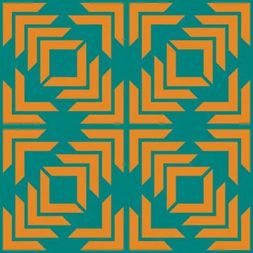 Green orange zig zag ethnic pattern  Stock Illustration