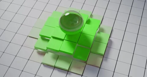 Green Orb Rolling on Kinetic White Tiled Surface 4K Stock Footage 324777781