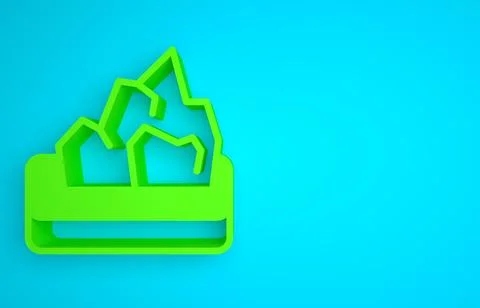 Green Ore mining icon isolated on blue background. Minimalism concept. 3D render Stock Illustration