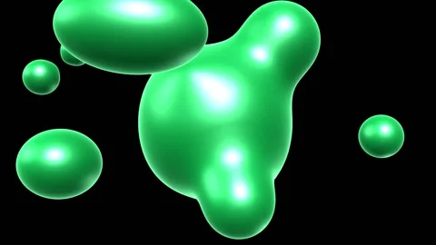 Green organic blobs floating and merging on a black background. 4K Stock-Footage 344577661