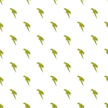 Green origami parrot repeating pattern background Illustrazione stock