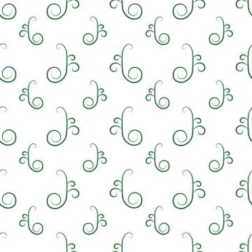 Green Ornament Seamless Pattern Vector on on Isolated White Background Stock Illustration