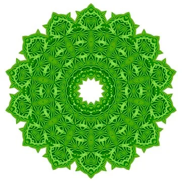 Green Ornamental Line Pattern. Round Texture. Oriental Geometric Ornament Illustrazione stock