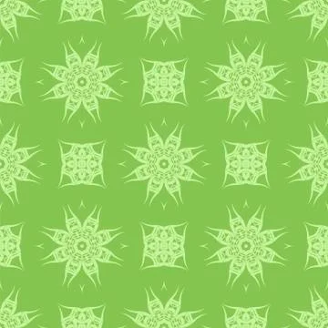 Green Ornamental Seamless Line Pattern Stock Illustration