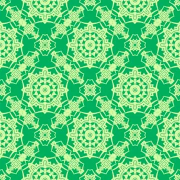 Green Ornamental Seamless Line Pattern 스톡 일러스트